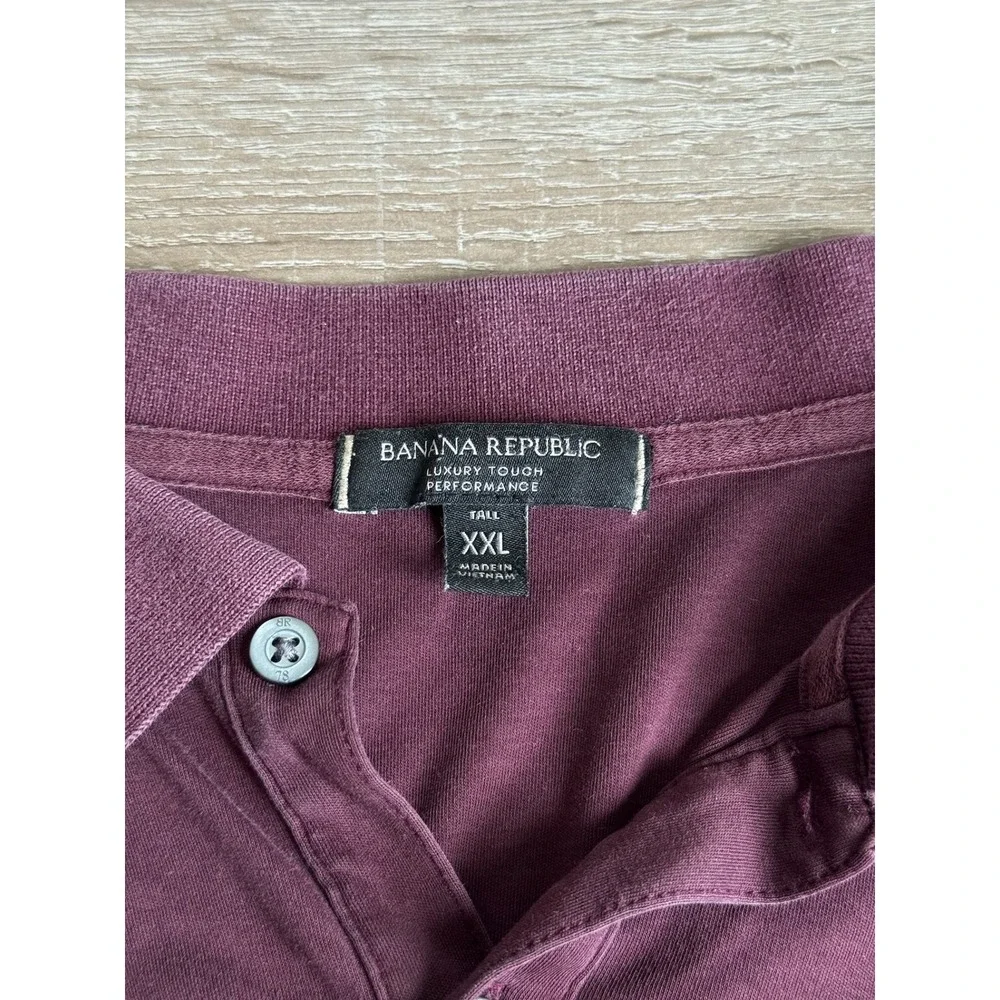 Banana Republic Mens XXL Tall Luxury Touch Performance Polo Shirt Burgundy
